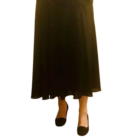 Vintage 80s 90s Black Chiffon High Waist Long Maxi Ankle Full Circle Skirt M - Picture 4 of 6